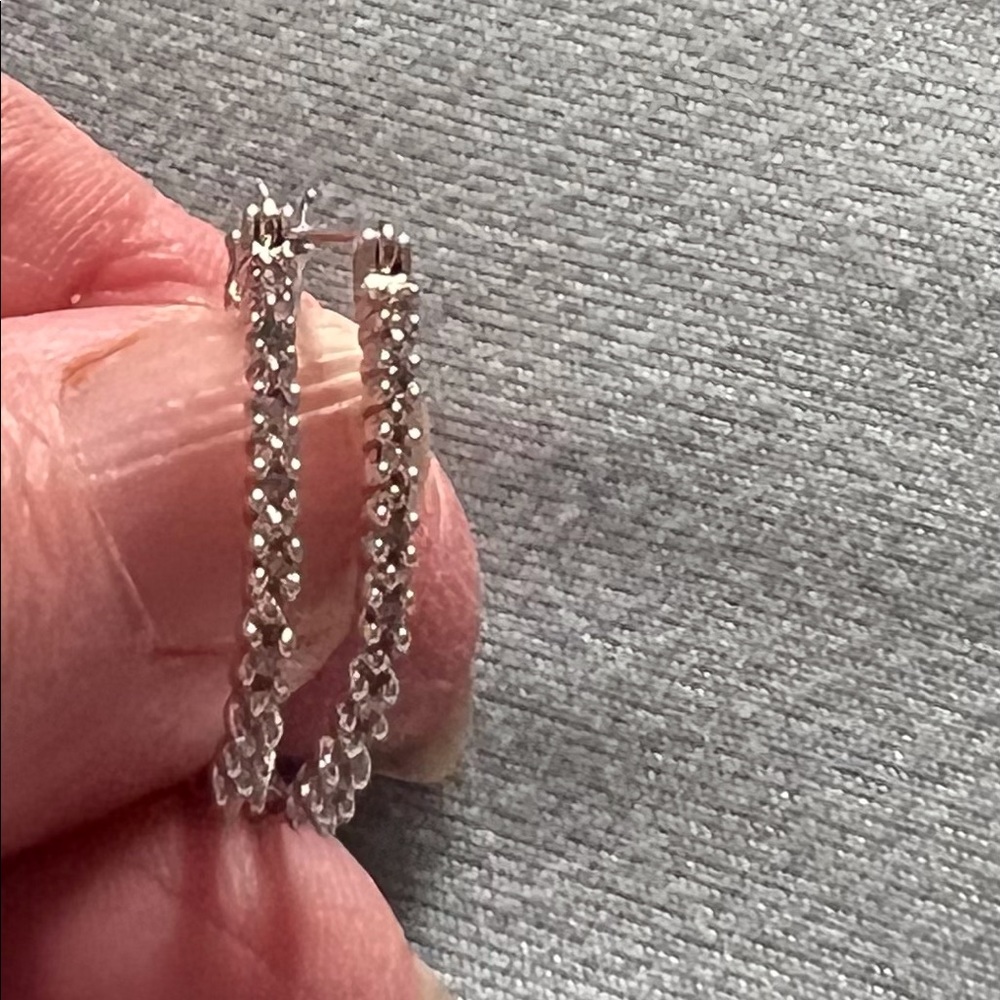 Sterling Silver Diamond Earrings
